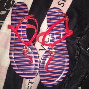 Red, Blue and White Tommy H. Sandals! Love these!